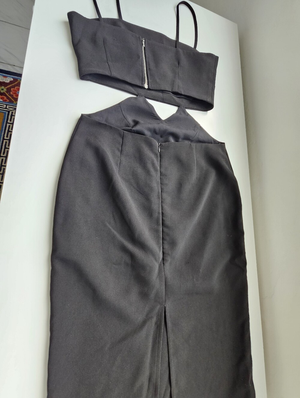 Vintage Intrigue Couture Black Cutout Low Waist Mid Length Dress Circa 1990 - Picture 3 of 16